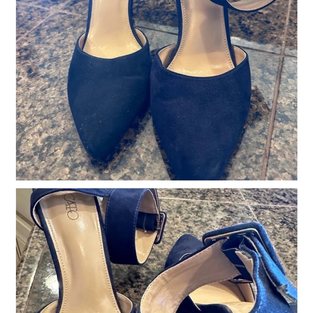 Cato Blue Kitten Heels Elegant Suede Design